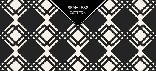 Abstract concept vector monochrome geometric pattern. Black and white minimal background. Creative illustration template. Seamless stylish texture. For wallpaper, surface, web design, textile, decor.