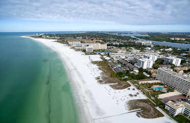 Aerial view of the Siesta Key beach with the most white and clean sand, Florida. - 171733151