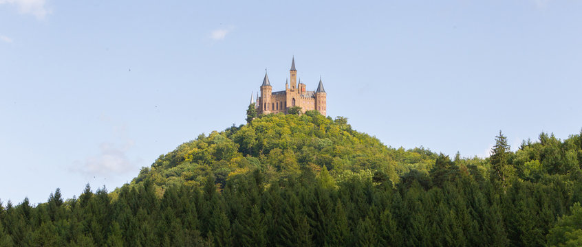 Aerial view of famous Hohenzollern Castle, ancestral seat of the imperial House of Hohenzollern and one of Europe's most visited castles