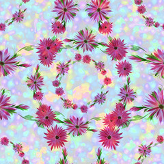 Fototapeta na wymiar Flowers - decorative composition on a watercolor background. Seamless pattern. Use printed materials, signs, items, websites, maps, posters, postcards, packaging.