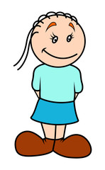 Cute Cartoon Funny Girl Portrait