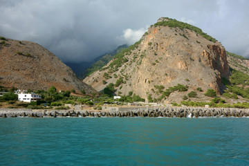 Mediterranean Sea view with Agia Roumeli village, Crete, Greece
