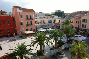 Forecourt of Orthodox Cathedral of the Trimartyri in the old town of Chania, Crete, Greece © Travel Nerd
