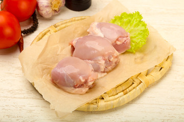 Boneless raw chicken thighs