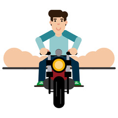 Boy riding a motorbike