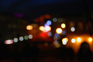 Color night blurred photo of Moscow Kremlin.