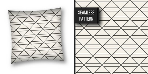 Abstract concept vector monochrome geometric pattern. Black and white minimal background. Creative illustration template. Seamless stylish texture. For wallpaper, surface, web design, textile, decor.