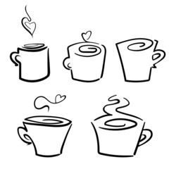 Vector set of coffee cups and mugs icons