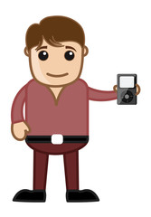 Young Boy Presenting a Music Player