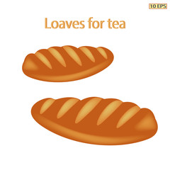 Loaf. Wheat white loaf. Freshly baked loaves. Bakery, bakery products, pastries. Vector illustration, isolated on white background.