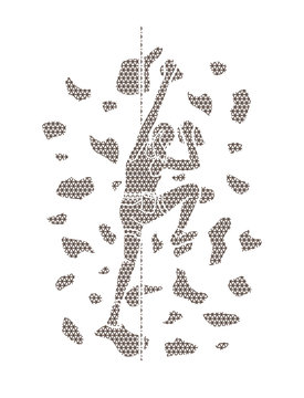 Woman climbing on the wall , Hiking indoor designed using geometric pattern graphic vector.