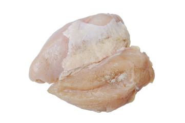 raw chicken breast dressing salt and pepper on white background
