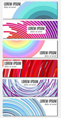 Set of six colorful abstract header banners with curved lines and place for text. Vector backgrounds for web design.
