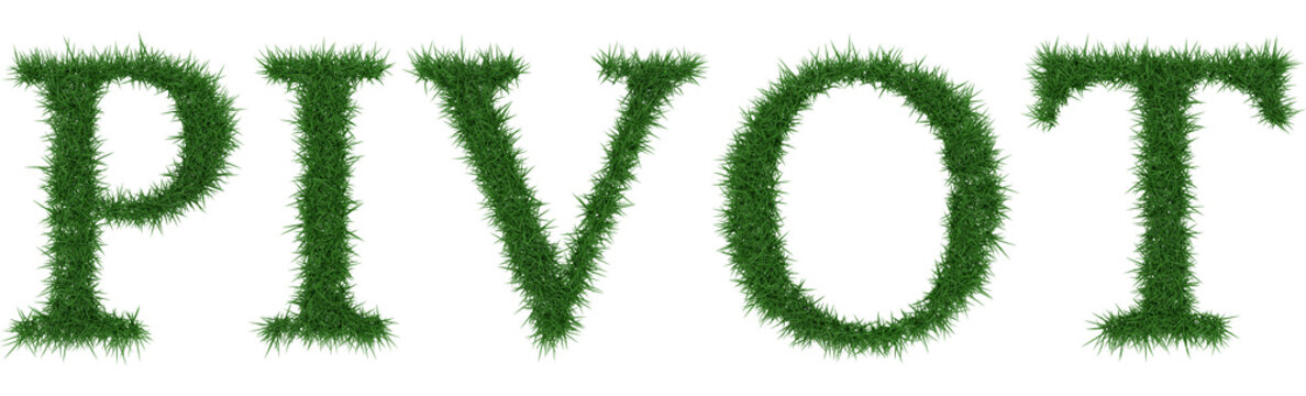 Pivot - 3D rendering fresh Grass letters isolated on whhite background.