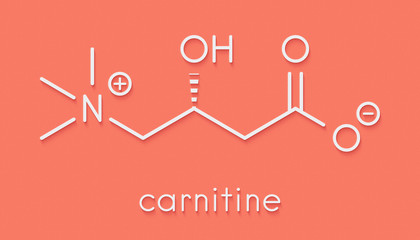 Carnitine food supplement molecule, chemical structure Skeletal formula.