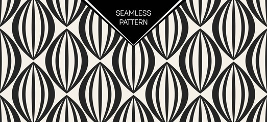 Abstract concept vector monochrome geometric pattern. Black and white minimal background. Creative illustration template. Seamless stylish texture. For wallpaper, surface, web design, textile, decor.