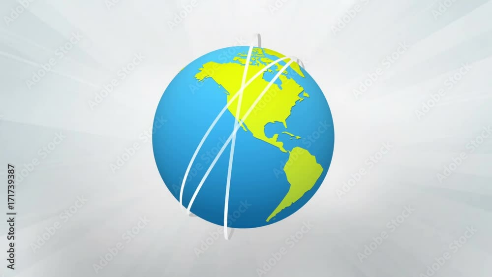 Canvas Prints world globe with rotating stripes