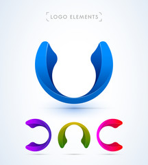 U letter logo template. Abstract D, A, C icons