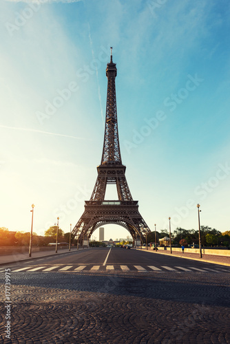 sunrise in eiffel tower in paris france eiffel tower is famous