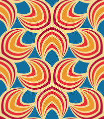 Seamless pattern morrocan ornament. Floral textile print. Islamic vector design. Oriental background with abstract flowers. Hexagonal trefoil swatch. Stained glass vitrage.