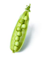 Green peas close-up isolated on white background