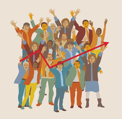Obraz premium Happy team big group business people chart.