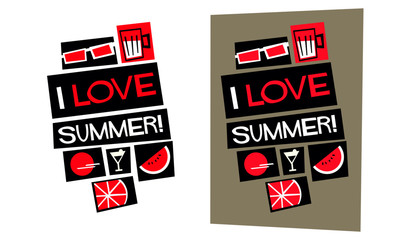 I Love Summer! (Vector Illustration in Flat Style Poster Design)