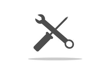 Spanner and screw driver illustration isolated on white