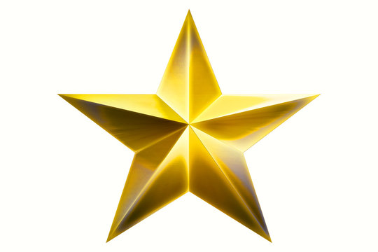 Golden Star award for game isolated on white Background. Star. Star Award. (isolated on white and clipping path) 3D illustration.