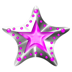 Obraz premium Silver Christmas Star isolated on white Background. Close-Up. 3D illustration.