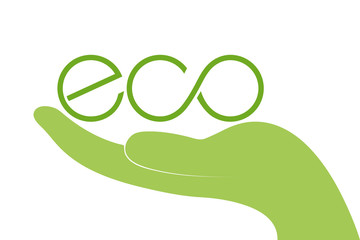 logo eco con mano , vettoriale 