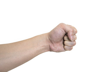 hand with fist isolated on white background