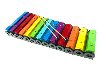 colorful xylophone isolated on white background