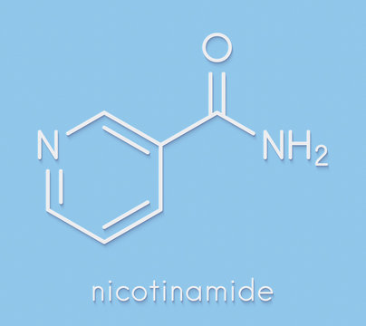 Nicotinamide drug and vitamin molecule. Skeletal formula.