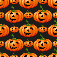 Halloween seamless pattern. Background with pumpkin.
