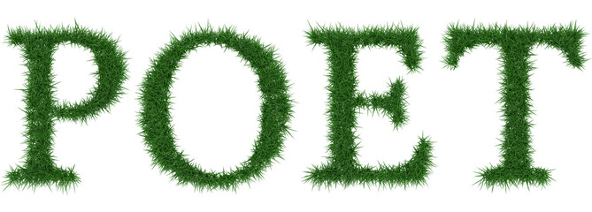 Poet - 3D rendering fresh Grass letters isolated on whhite background.