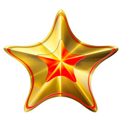 Golden Christmas Star isolated on white Background. Close-Up. 3D illustration.