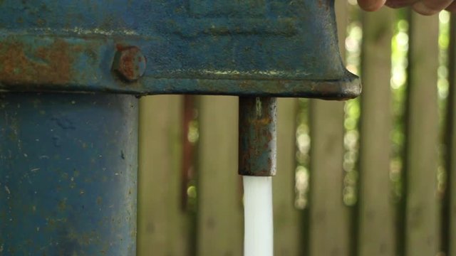 yard column for water,  jet of clean drinking water,  water pipe