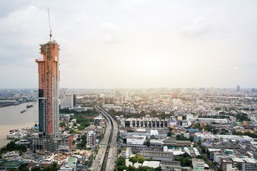 BANGKOK, 14 August 2017, unindentified people in City Scape in morning time of downtown area