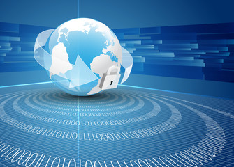 Earth globe and binary code