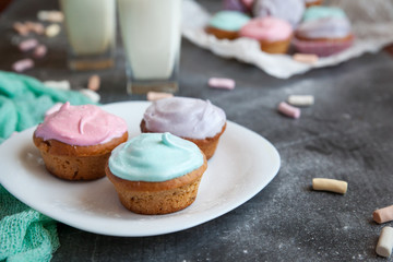 Pastel coloured cupcakes for Easter