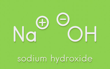 Sodium hydroxide (lye, caustic soda), chemical structure. Skeletal formula.
