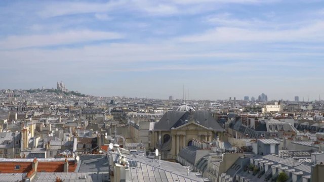 High quality video of aerial view of Paris in 4k slow motion 60fps
