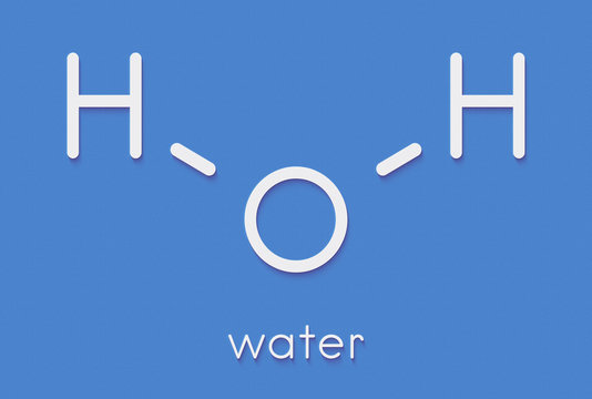 Water (H2O) molecule. Skeletal formula.