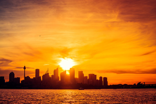 Sydney City Skyline Silhouette