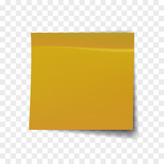 Sticky note isolated on transparent background. Note post memo, label. Realistic template, mockup with shadow for your projects.