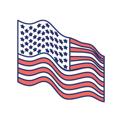 flag united states of america waving side color sections silhouette on white background vector illustration