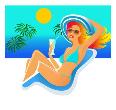 Dreamy girl in a chaise longue