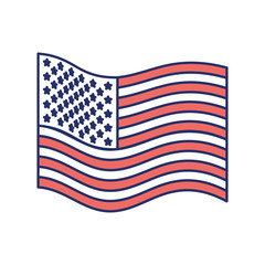 flag united states of america wave flat icon color sections silhouette on white background vector illustration