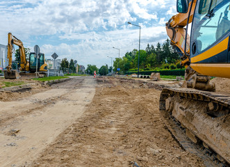 Obraz premium Excavator on road works